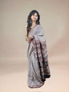 White Fakira Assam Silk Handblock Printed Saree