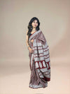 Maroon Fakira Assam Silk Handblock Printed Saree