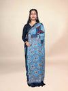 Sky Blue Ajrakh Modal Handblock Printed Saree