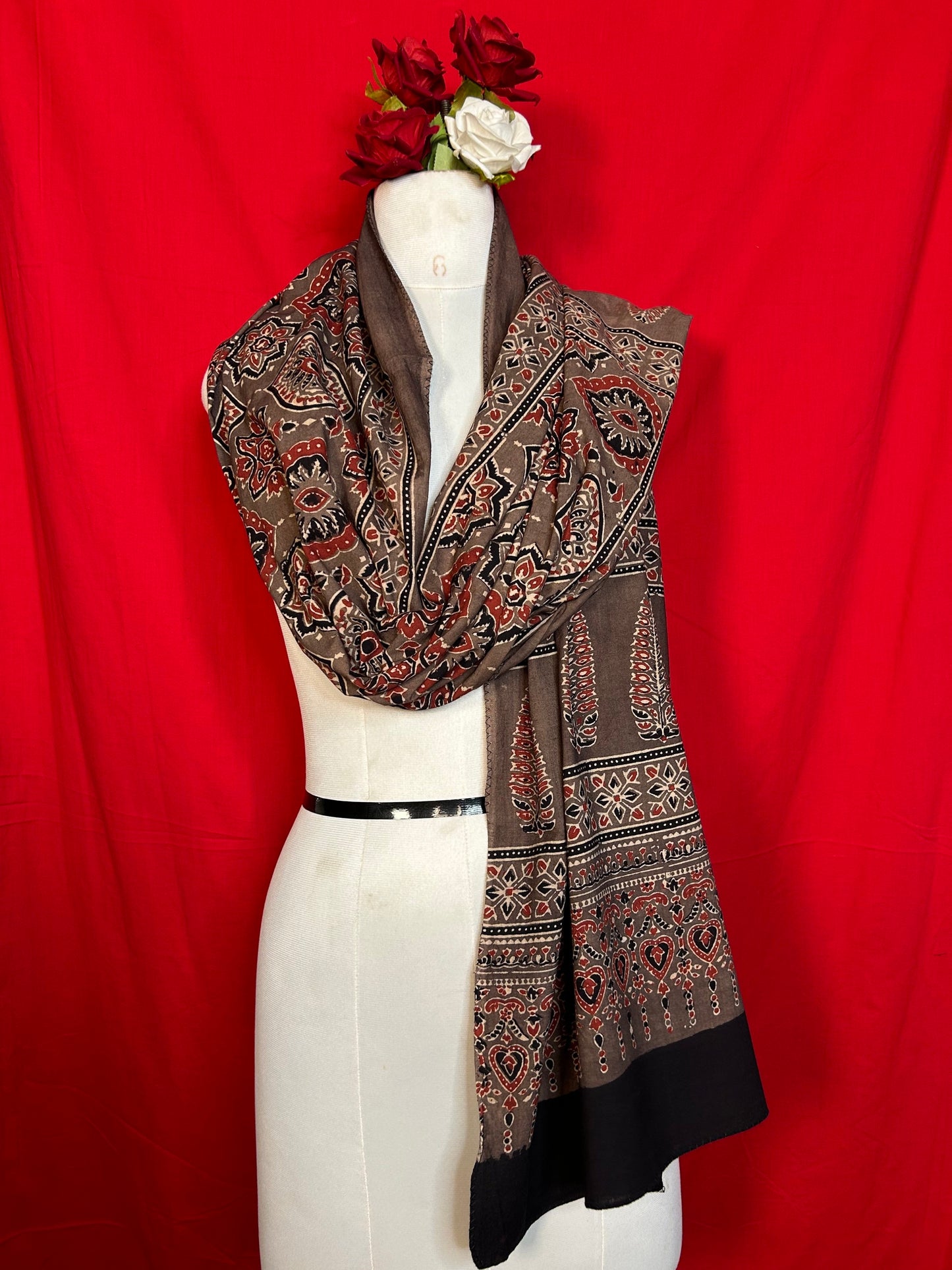 Ajrakh Handblock Printed Cotton Stoles