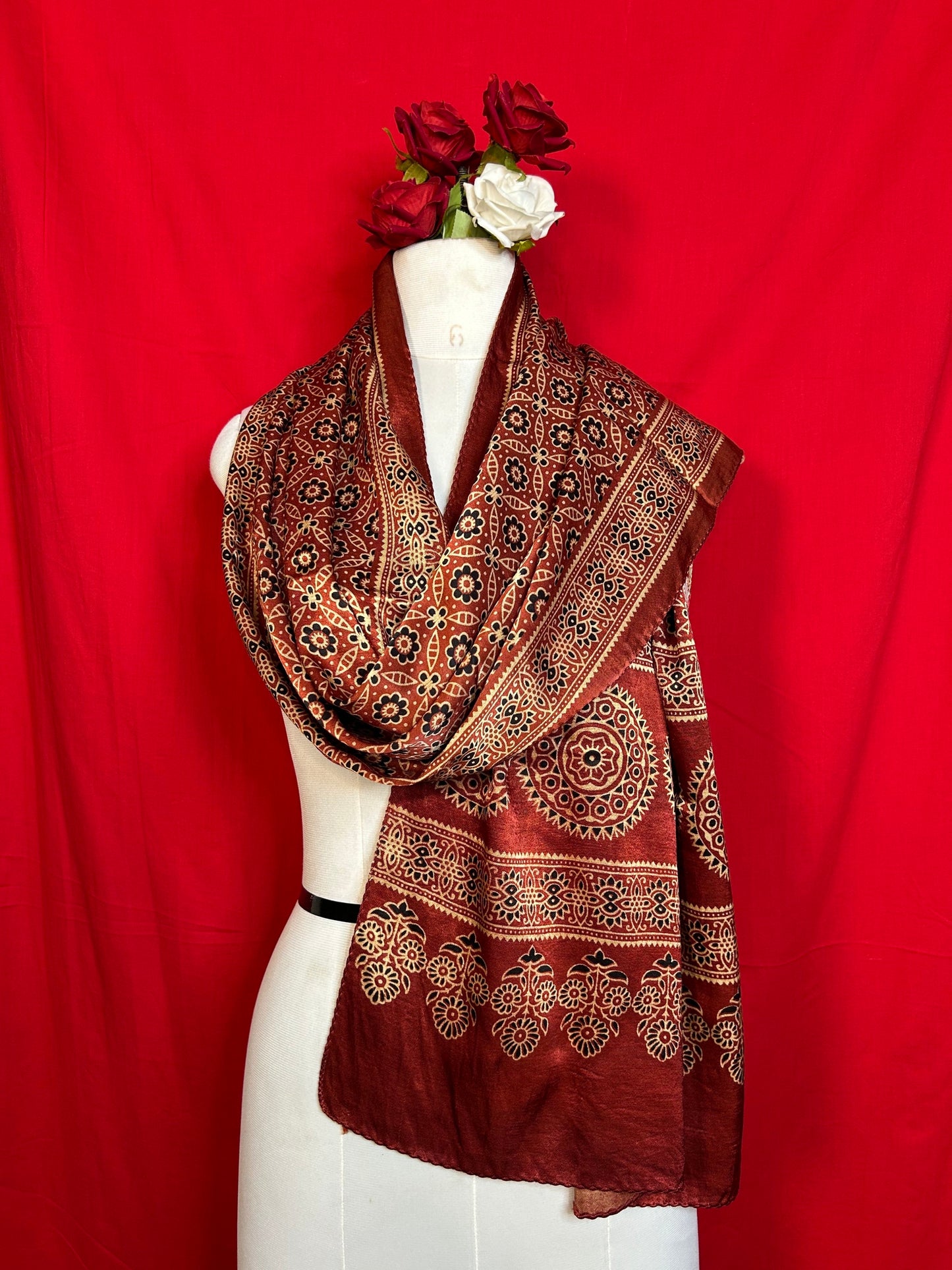 Ajrakh Handblock Printed Gaji Stoles