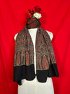 Ajrakh Cotton Stole for Women in Black and Maroon Traditional Handblock Print Design