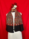 Ajrakh Cotton Stole for Women in Rust Brown and Black Traditional Handblock Print