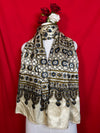 Ajrakh Gaji Stole for Women in Cream and Blue Traditional Handblock Print Design