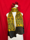 Ajrakh Gaji Stole for Women in Mustard Yellow and Black Traditional Handblock Print
