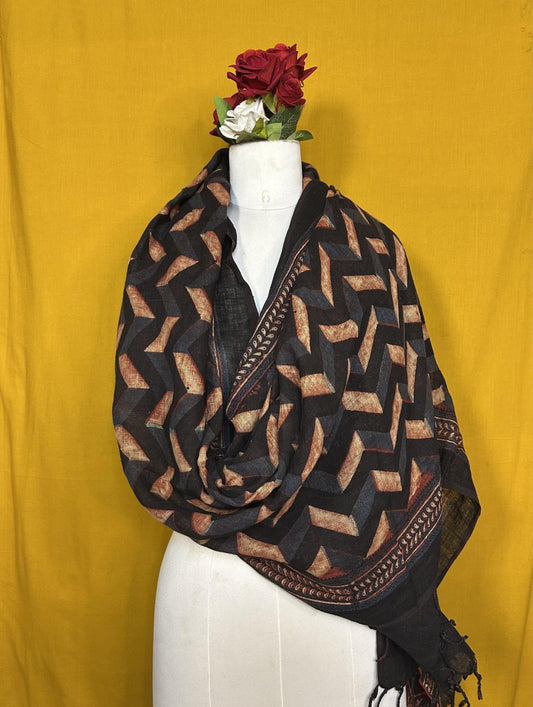 Ajrakh Linen Dupatta