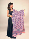 Dusty Blush Pink Anokhi Handblock Printed Cotton Dupatta