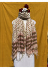 Anokhi Chanderi Handblock Printed Dupatta for Women in Cream and Pink Design