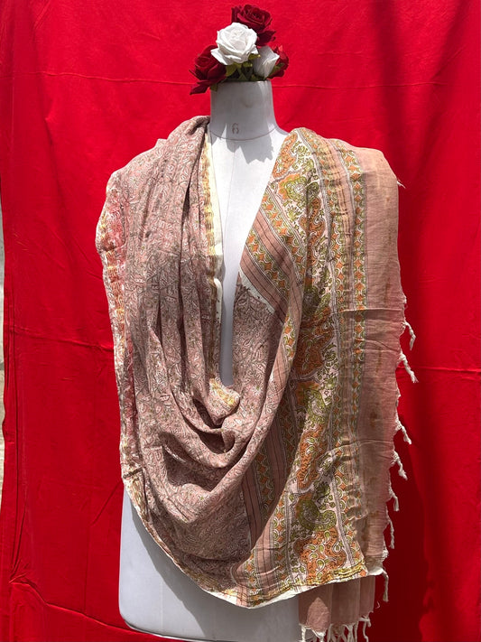 Anokhi handblock printed cotton linen dupatta