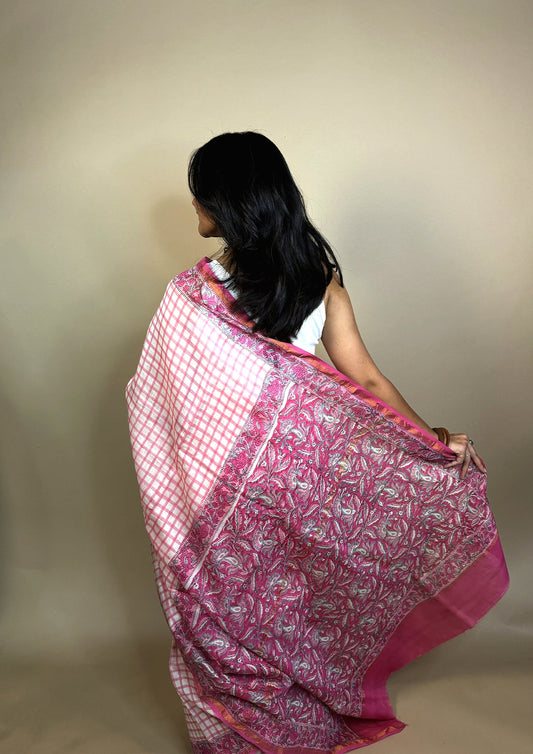 Anokhi Chanderi Silk Saree pink