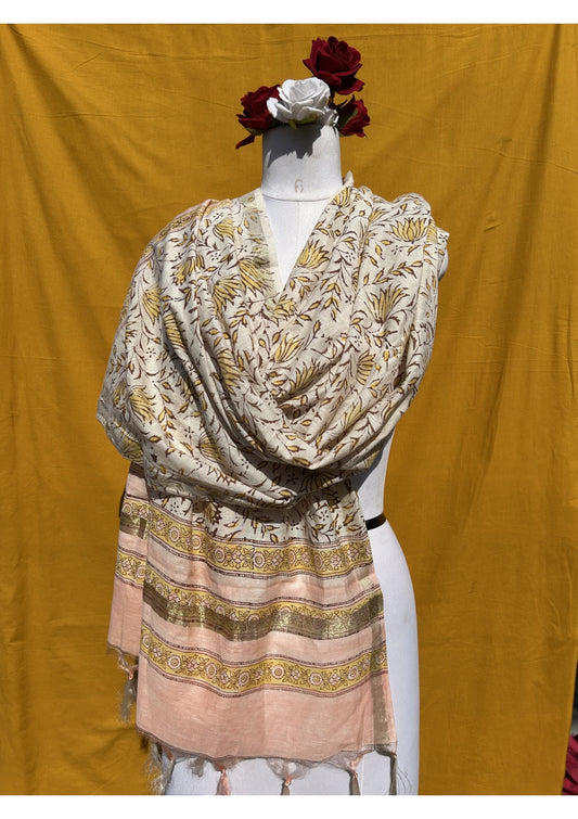 Anokhi Cotton Chanderi Handblock Printed Dupatta