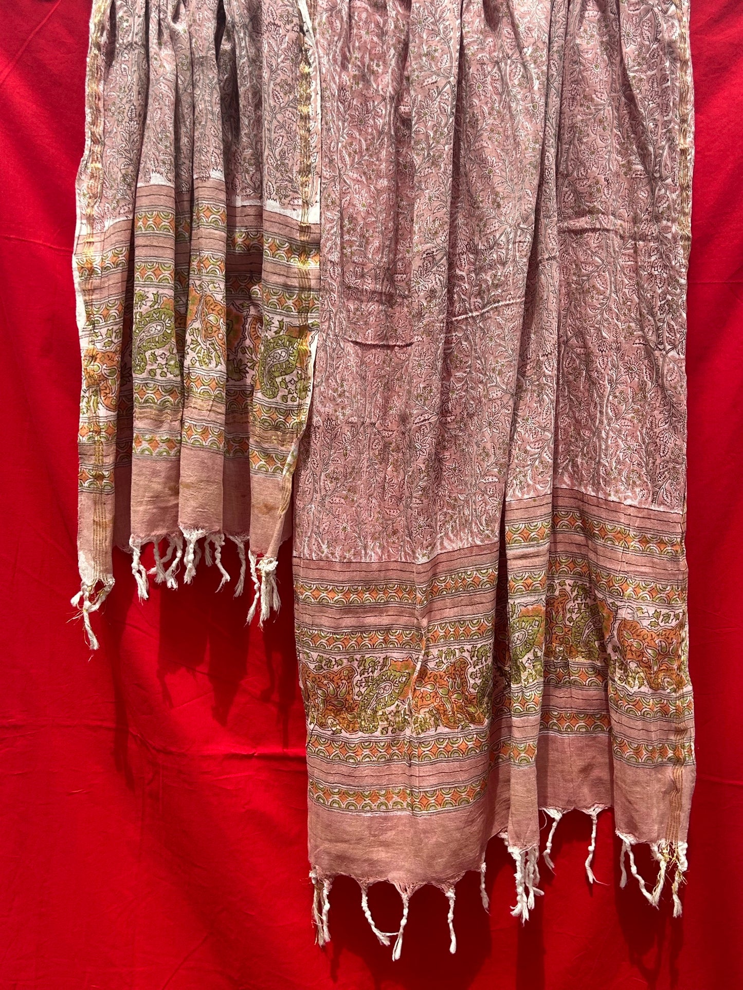 Anokhi handblock printed cotton linen dupatta