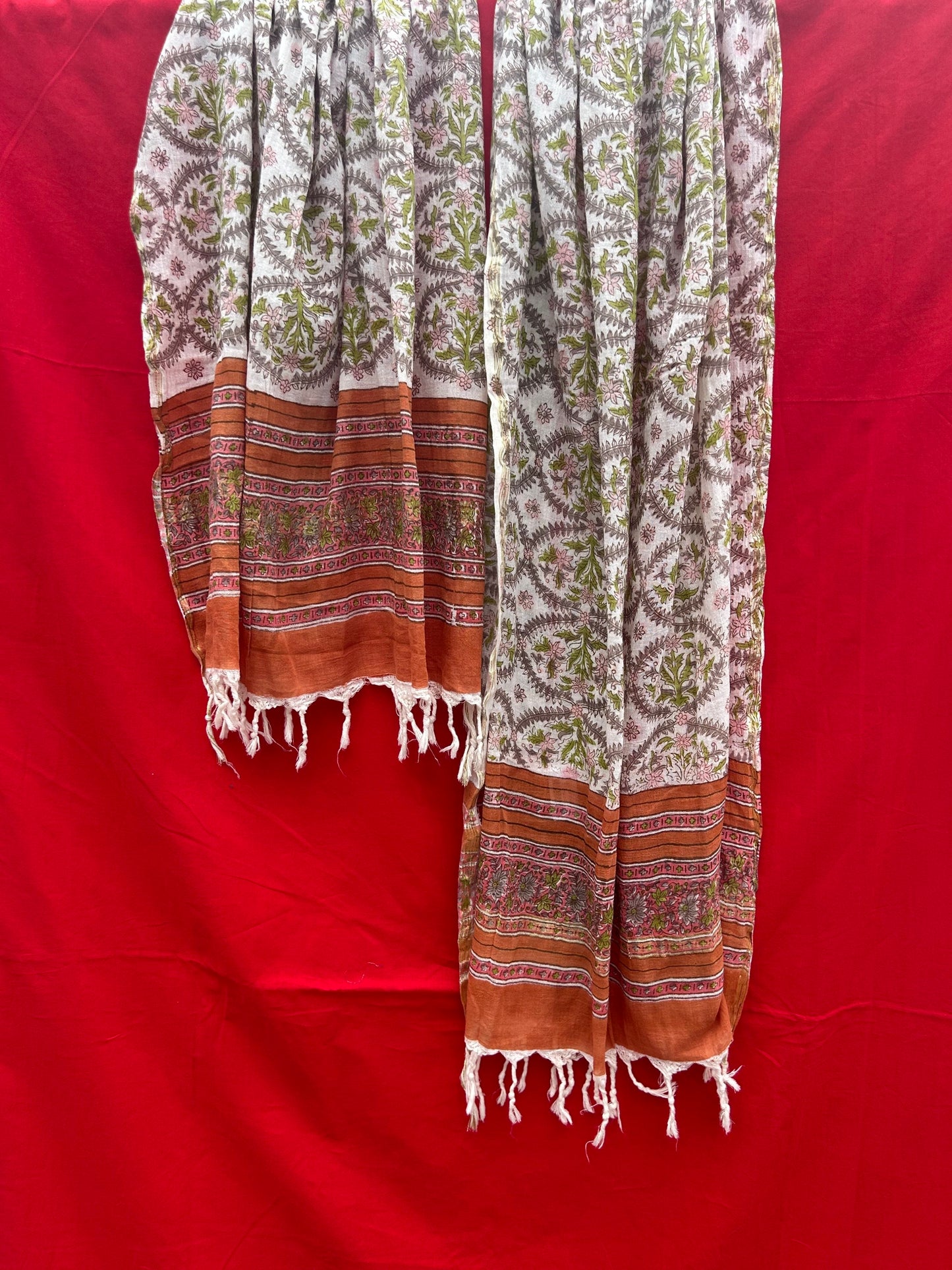 Anokhi Handblock Printed Cotton Linen Dupatta