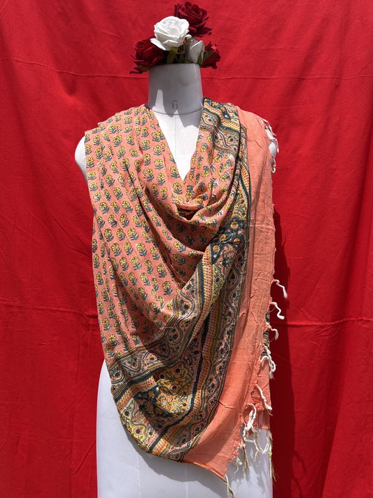 Anokhi Handblock Printed Cotton Linen Dupatta