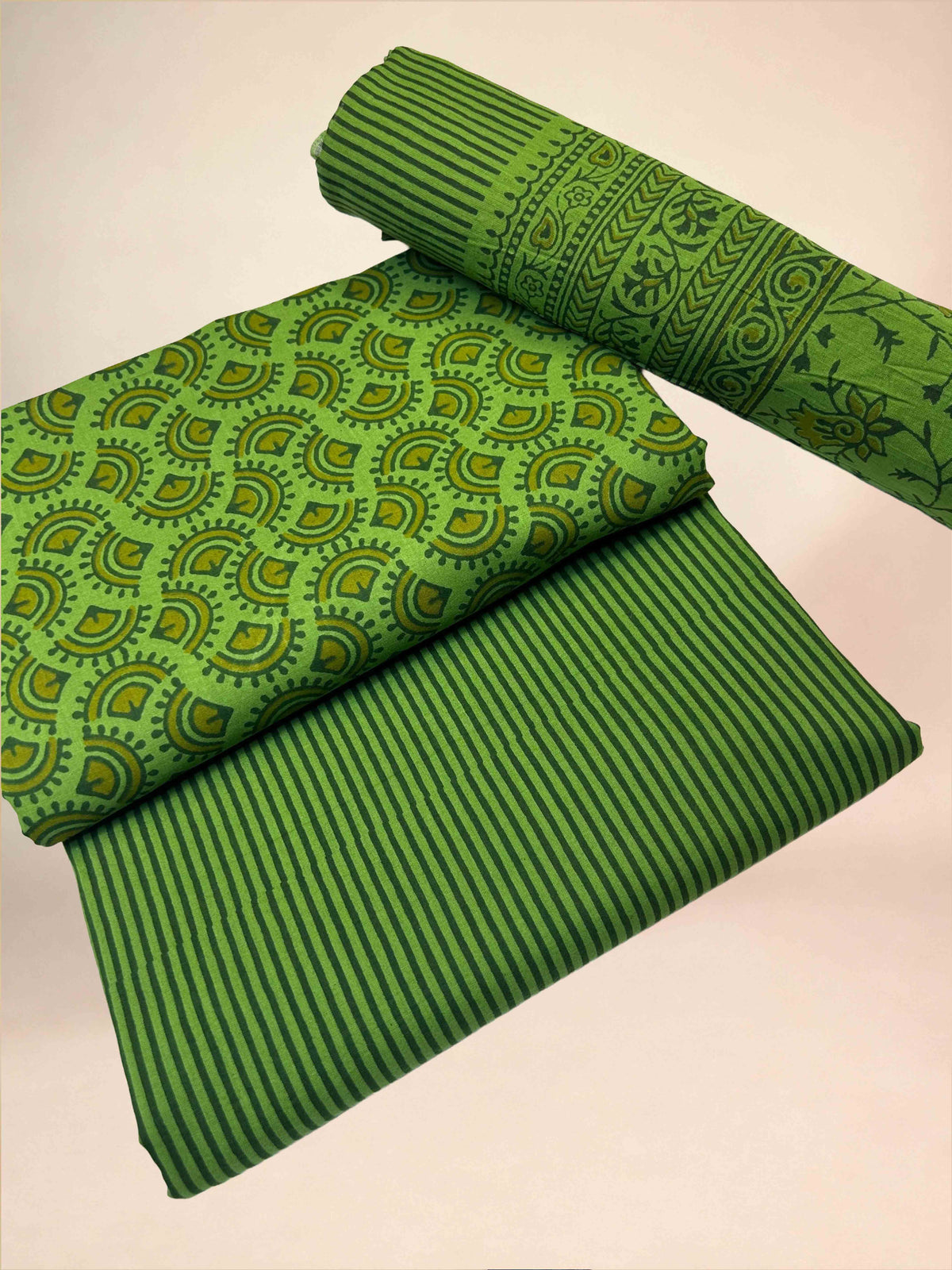 Multicolor Banjara Handblock Printed Cotton Suit Set | Green