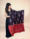 Black And Maroon Handblock Printed Cotton Dupatta