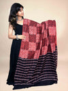 Black And Maroon Handblock Printed Cotton Dupatta