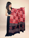 Black And Maroon Handblock Printed Cotton Dupatta