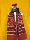 Black And Maroon Handblock Printed Cotton Dupatta