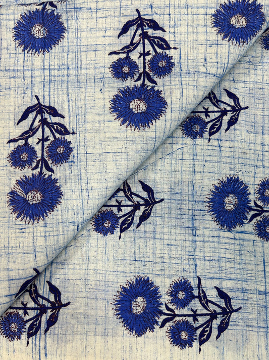Multicolor Brush Hand Block Printed Fabric | Blue