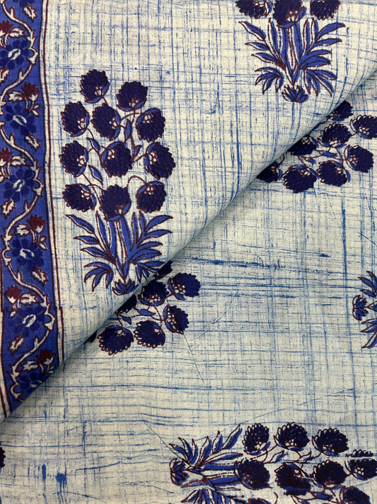 Multicolor Brush Hand Block Printed Fabric