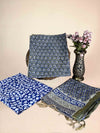 Royal Blue Chanderi Handblock Printed Suit Set