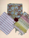 Olive Green Chanderi Handblock Printed Suit Set