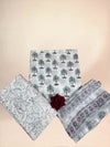 White Chiffon Handblock Printed Cotton Suit Set