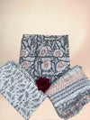 Slate Grey Chiffon Handblock Printed Cotton Suit Set
