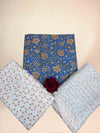Deep Blue Chiffon Handblock Printed Cotton Suit Set