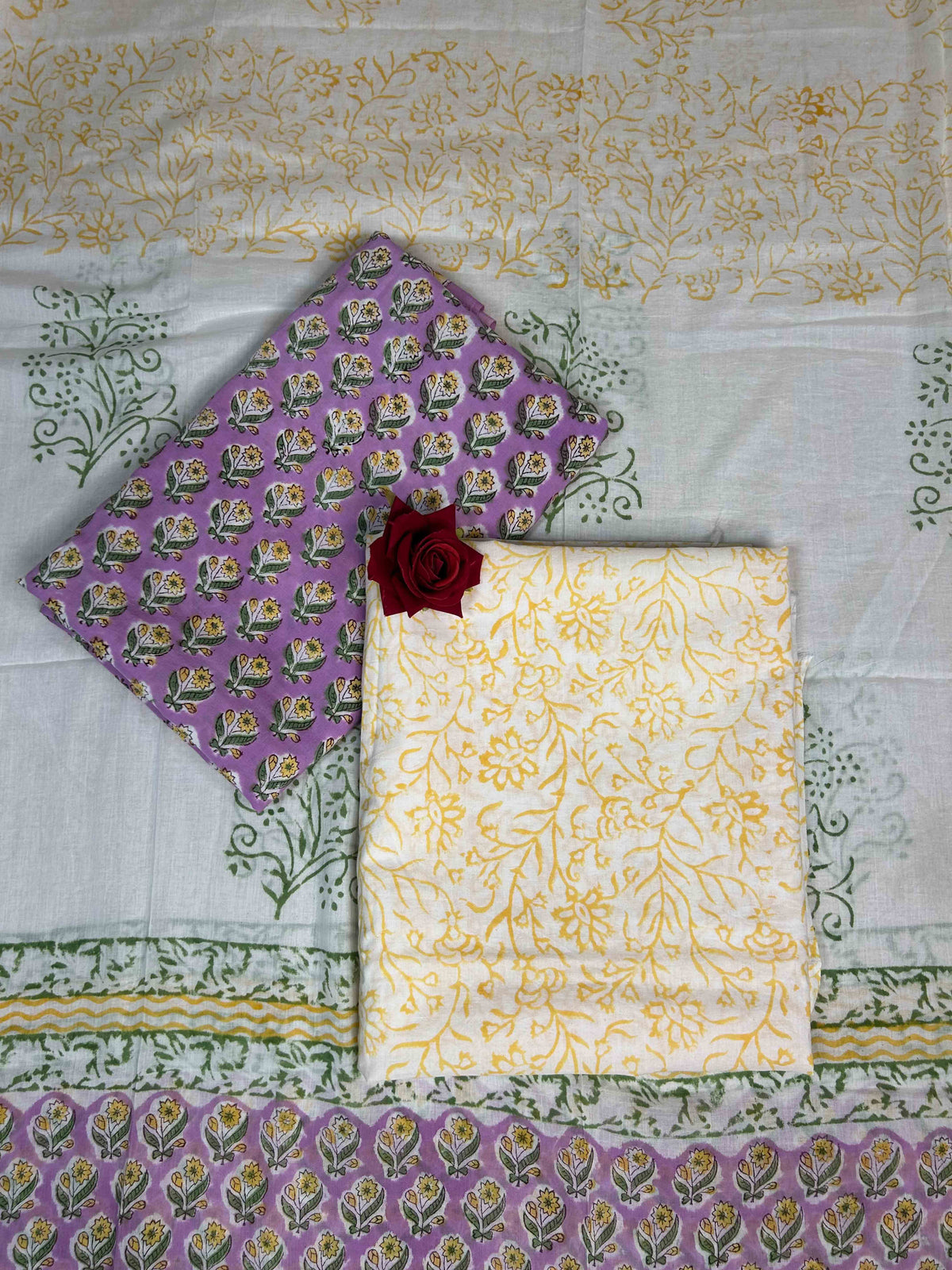 Purple Cotton Dupatta Three- Piece Suits