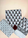 White Cotton Dupatta Three- Piece Suits
