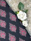 Multicolor Discharge Hand Print Cotton Fabric | Black