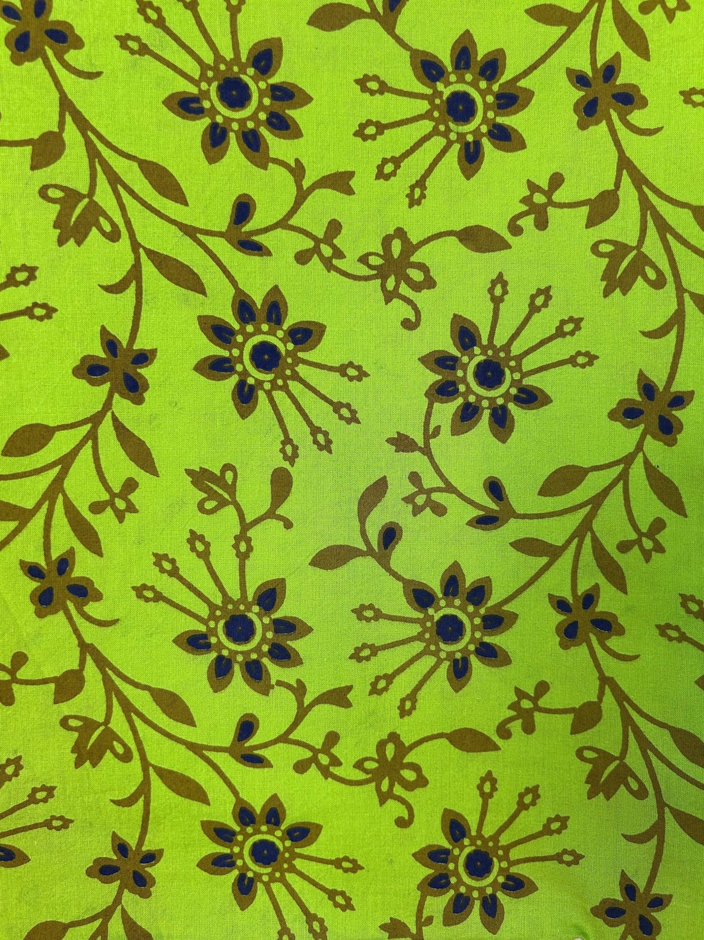 Multicolor Discharge Hand Print Cotton Fabric | Green