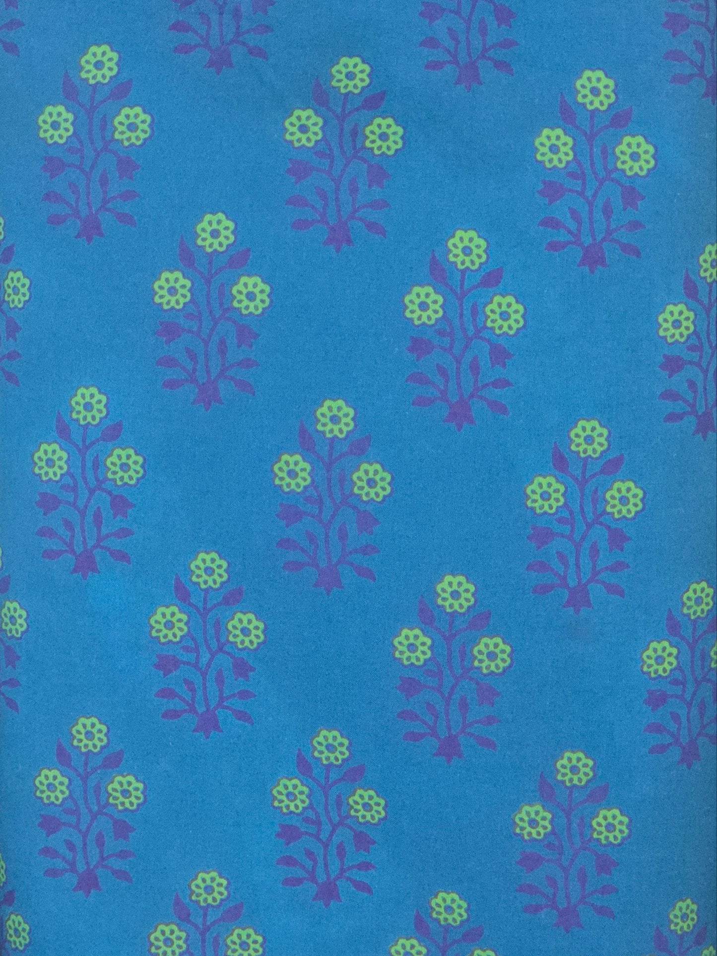 Multicolor Discharge Hand Print Cotton Fabric | Royal Blue