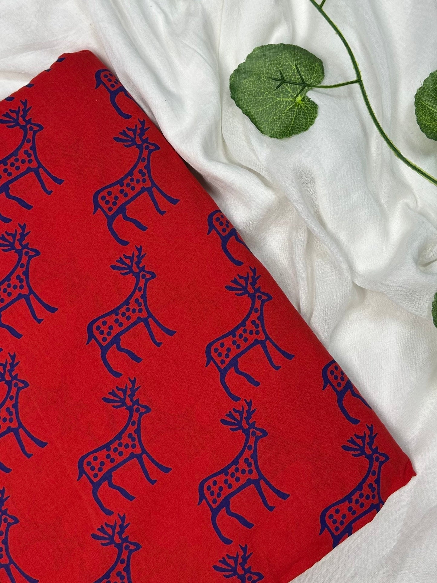 Discharge Print Handblock Cotton Fabric
