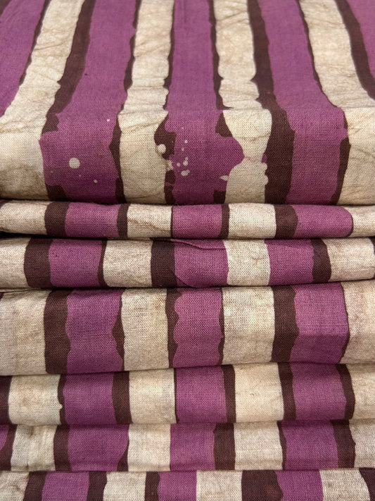 Multicolor Batik Hand-Block Printed Cotton Fabric | Violet