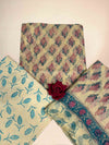Beige Full Kota Handblock Printed Cotton Suit Set