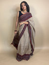 Beige Saudagiri Assam Silk Handblock Printed Saree