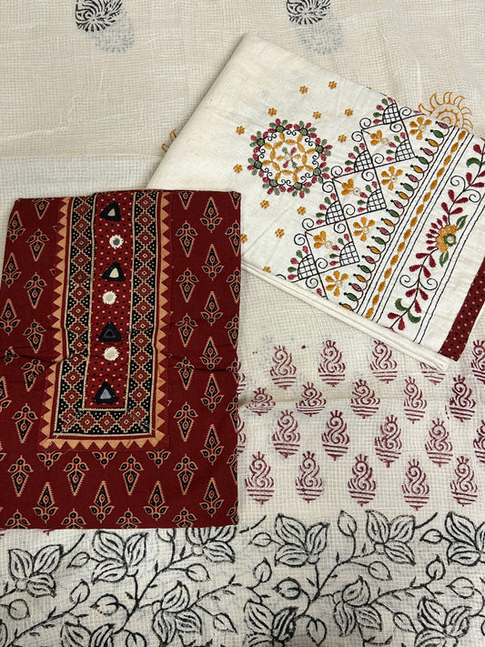 Maroon Patchwork Three-Piece Suits