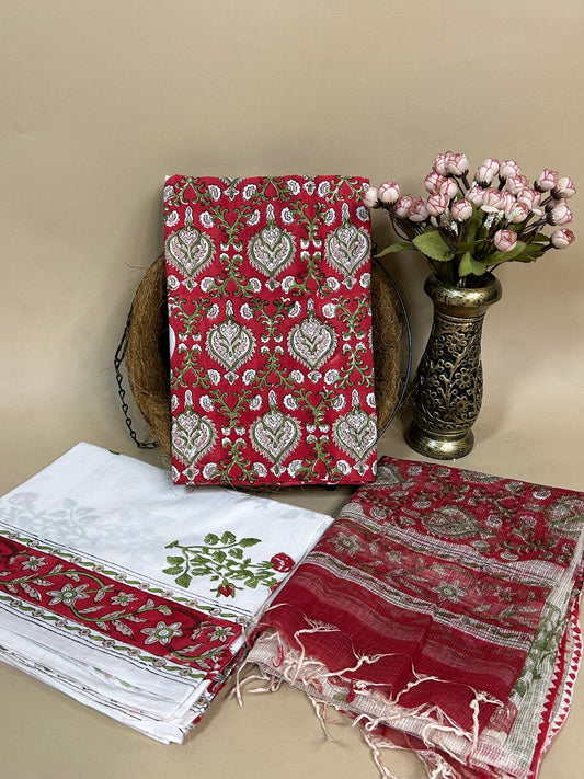 Kota Handblock Printed Cotton Suit Set