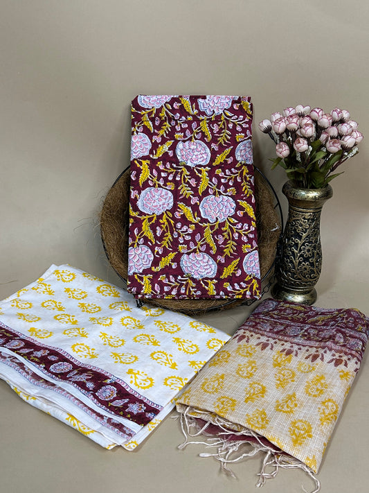 Kota Handblock Printed Cotton Suit Set