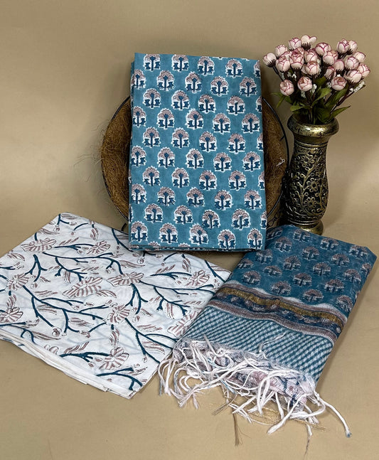 Kota Handblock Printed Cotton Suit Set