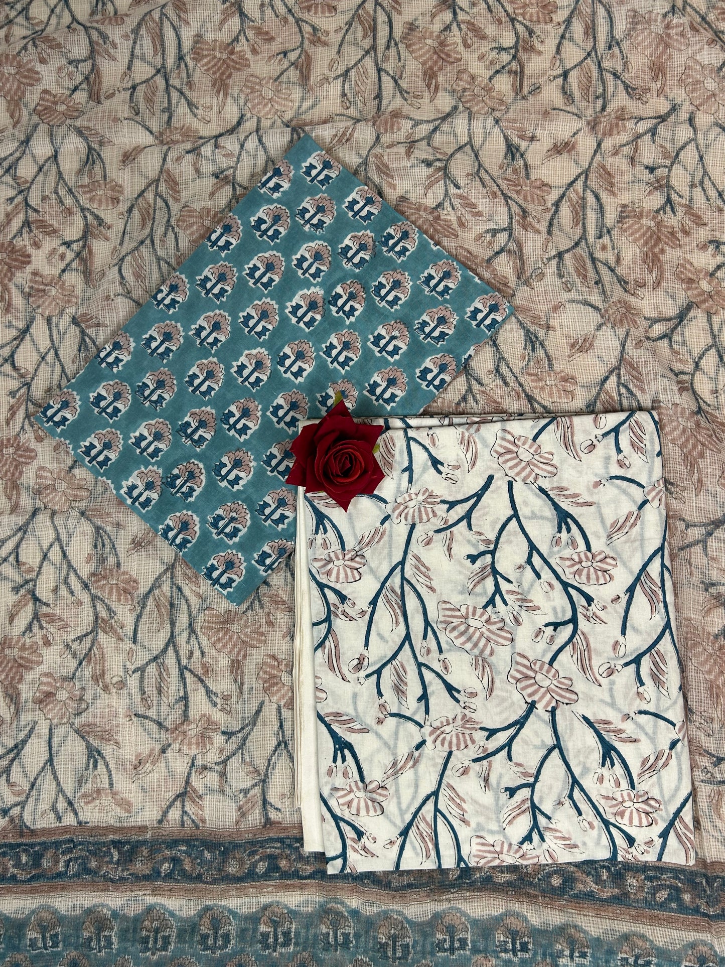 Kota Handblock Printed Cotton Suit Set