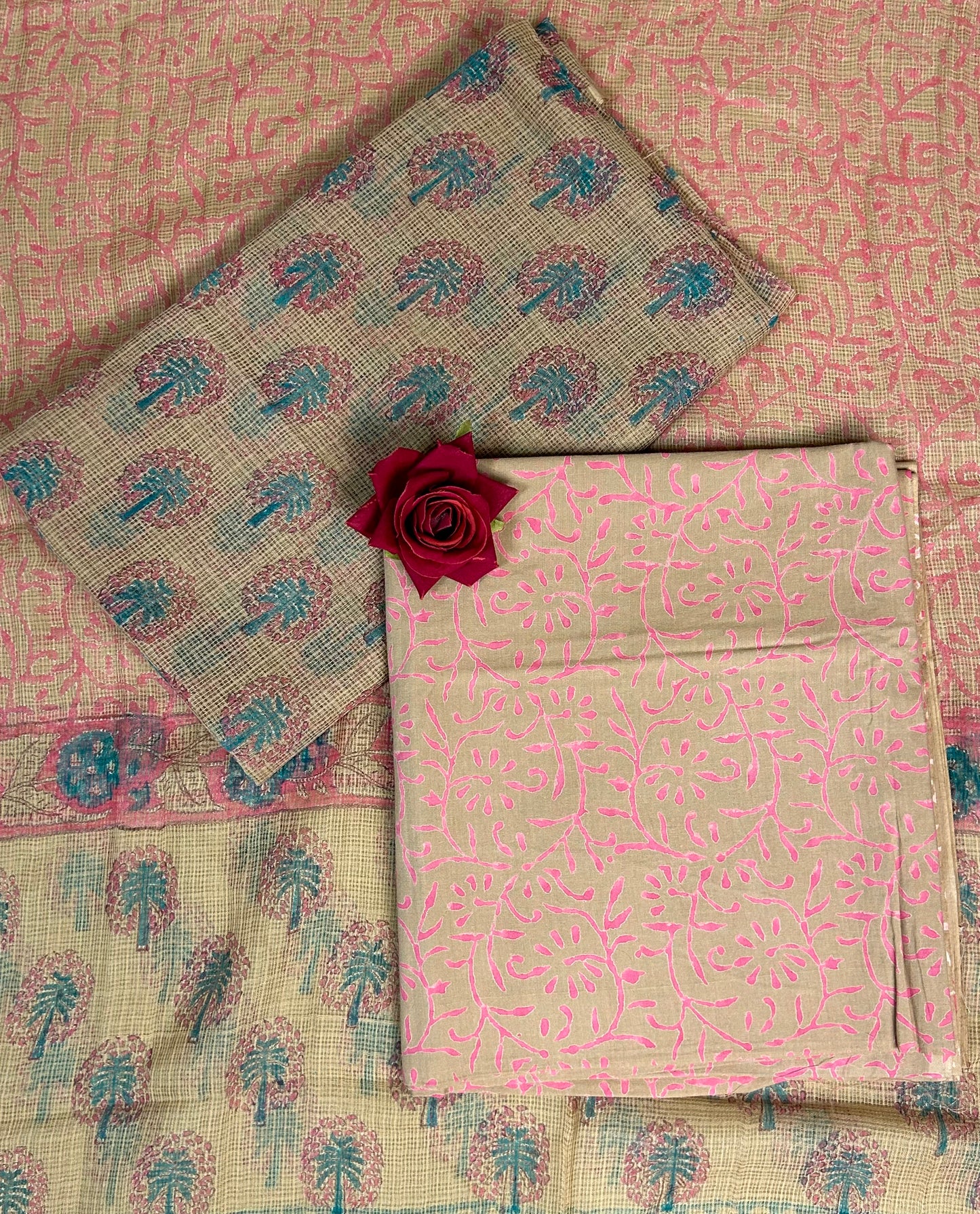 Full Kota Handblock Printed Cotton Suit Set