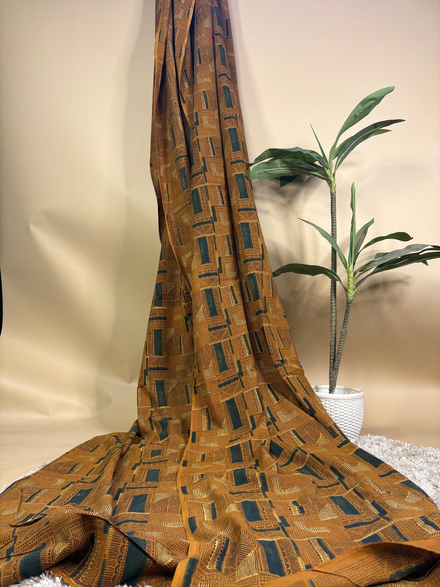 Super Ajrakh Handblock Printed Fabric