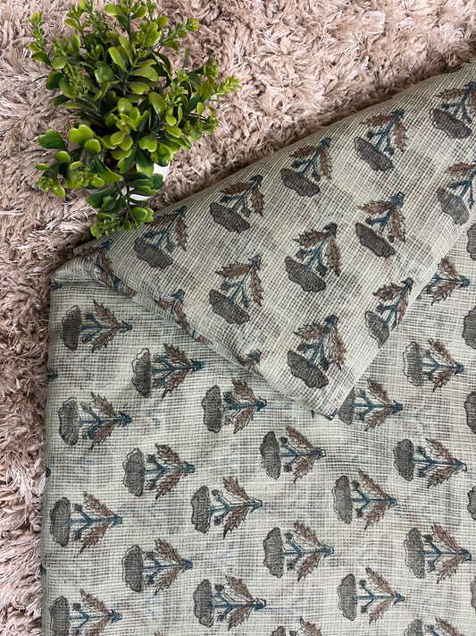 Mist Grey Kota Print Fabric