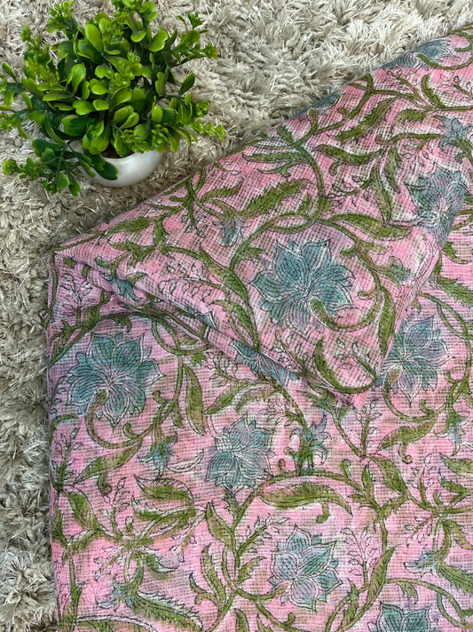 Blush Pink Kota Print Fabric
