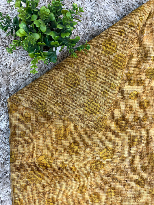 Mustard Yellow Kota Print Fabric