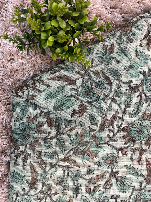 Sage Green Kota printe fabric